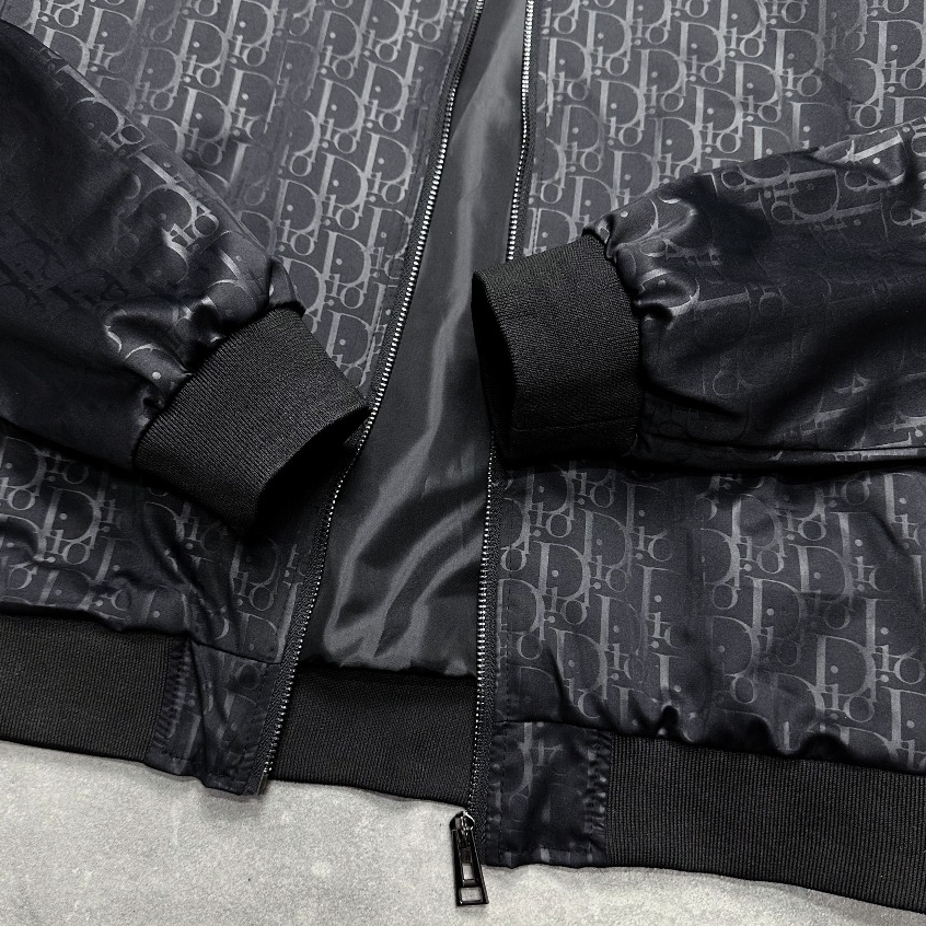 Áo Khoác Bomber Dio Nam Vân Phối Dập Chìm Bo Cổ Tàu Quảng Châu - Áo Khoác Bomber Dio Nam Nữ