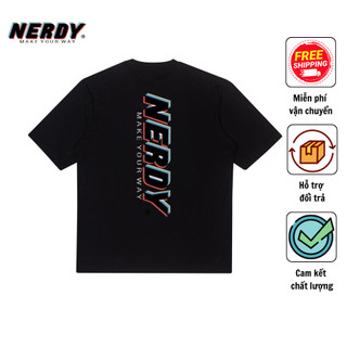 Áo thun oversize 250gsm nam - nữ nerdy logo rgb-royal t&t