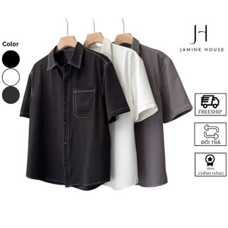 Áo Sơ Mi Nam Nữ JAMINE HOUSE Lụa Mango Form Rộng Tay Lỡ Thiết Kế CHỈ VIỀN NỔI CóTúi Trước Unisex