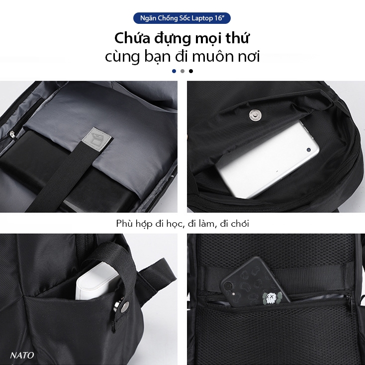 Balo NATO® "Plain - Backpack" Sợi Vải ProMesh/Deluxe Ba Lô Laptop Nam Nữ Đẹp Đi Học Đi Làm Đi Chơi Đen Xám Xanh Basic