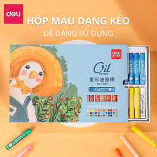  Hộp Bút Sáp Dầu Deli 24 36 48 Màu Chuyên Nghiệp - Soft Oil Pastels Tô Màu Tập Vẽ Tranh cho Học Sinh Trẻ Em 