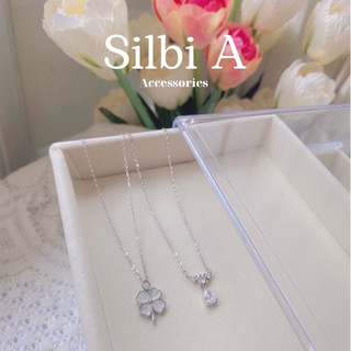 𝚂𝚒𝚕𝚋𝚒 𝙰 dây chuyền bạc ý silbi a mặt đá giọt nước, dây chuyền bạc 925