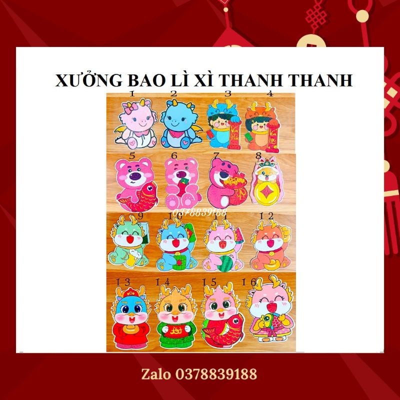 1 BAO LÌ XÌ CHIBI DẠ QUANG HOT TREND HÌNH RỒNG TẾT 2024