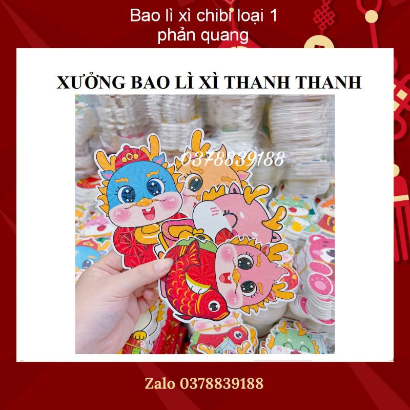 1 BAO LÌ XÌ CHIBI DẠ QUANG HOT TREND HÌNH RỒNG TẾT 2024