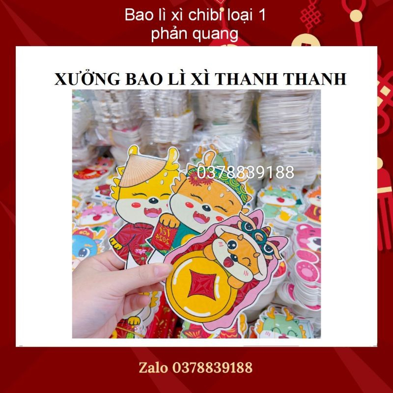 1 BAO LÌ XÌ CHIBI DẠ QUANG HOT TREND HÌNH RỒNG TẾT 2024