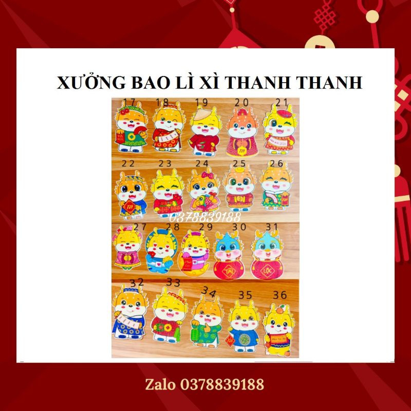 1 BAO LÌ XÌ CHIBI DẠ QUANG HOT TREND HÌNH RỒNG TẾT 2024