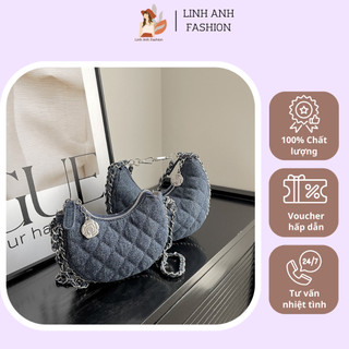Túi Denim trăng khuyết Túi xách nữ Túi đeo vai Túi xách đeo chéo cá tính QCCC LA27