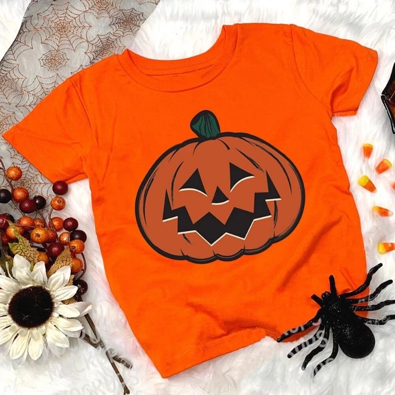 Áo thun cho bé. in hình bí ngô  haloween siêu dễ thương