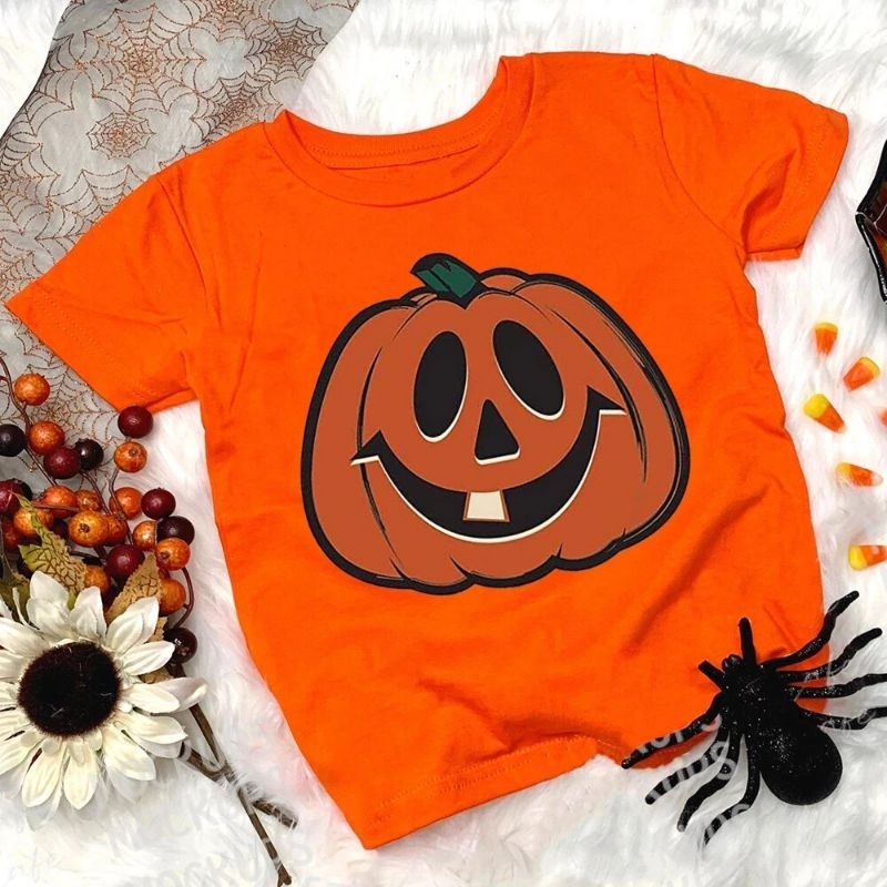 Áo thun cho bé. in hình bí ngô  haloween siêu dễ thương