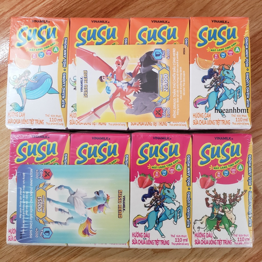 Lốc 4 hộp sữa chua uống tiệt trùng SuSu - Nhiều Vị Hộp 110ml