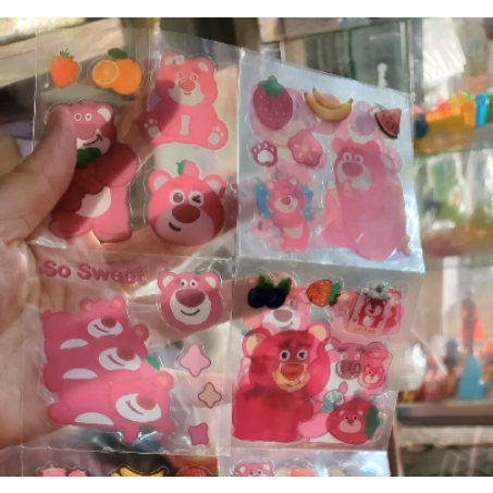 Tấm Sticker Gấu Lotso Lotto Bear Gấu Dâu Hình Dán Chống Nước Trang Trí Sổ Bìa Sách Dễ Thương