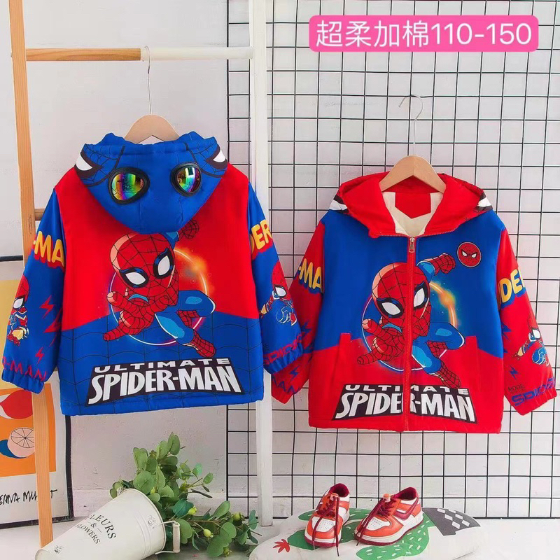 Áo khoác gió siêu nhân nhện lót nỉ size 12-25kg