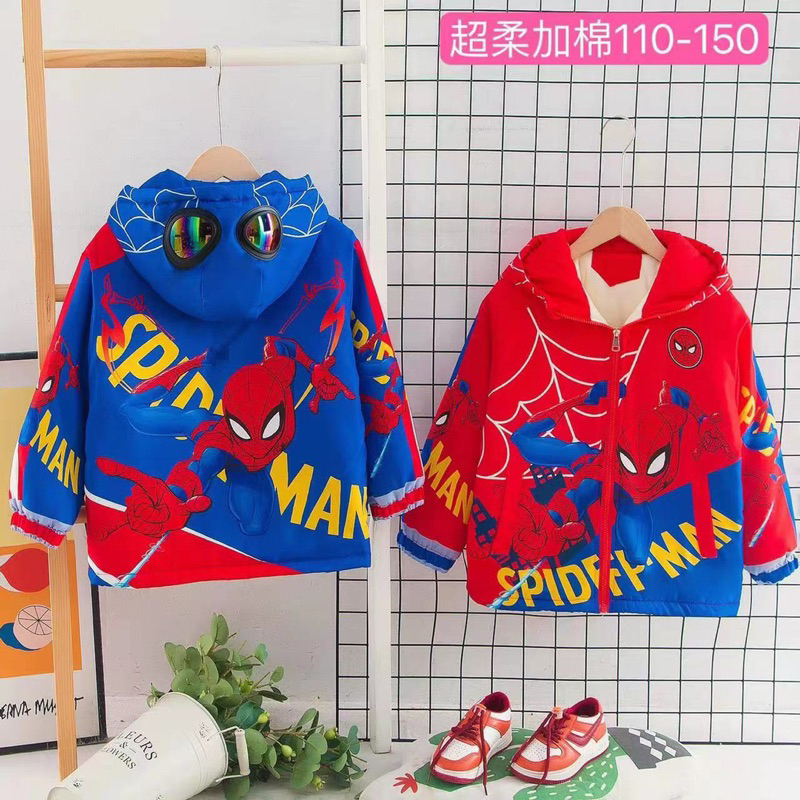 Áo khoác gió siêu nhân nhện lót nỉ size 12-25kg