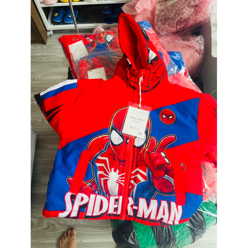 Áo khoác gió siêu nhân nhện lót nỉ size 12-25kg