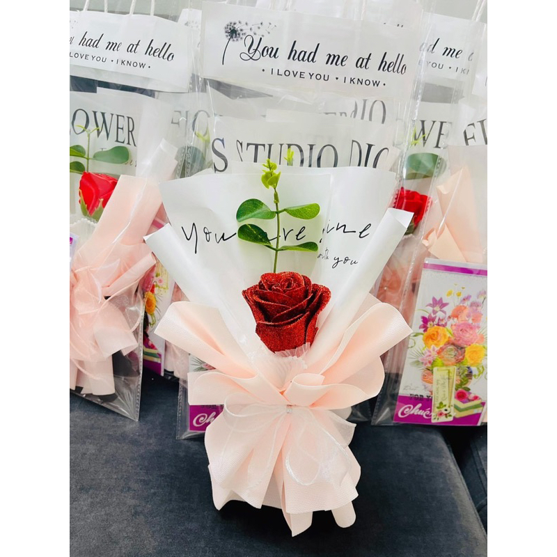 Túi hoa sáp, hoa nhũ kèm thiệp