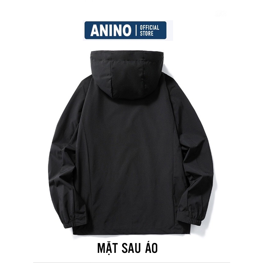 Áo Khoác Big Size Nam ANINO , Áo Khoác Gió Nam Bigsize vải Dù 2 Lớp Chống Gió Chống Nước cho người béo, mập