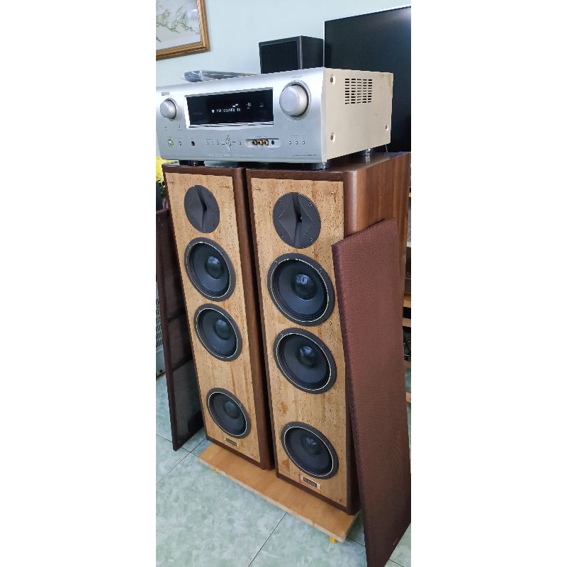 Đôi loa cao cấp denon gỗ 3 bass + treble còi
