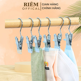 Móc Phơi Đồ Móc Kẹp Quần Áo Có Móc Bằng Thép Không GỈ Chống Tượt Chống Gió Không Làm Hư Đồ Đa Năng RIEM