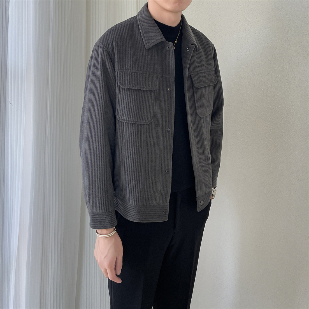 Áo Khoác Nhung Tăm Túi Hộp Lớp Dày Dặn Form Rộng, Phong Cách Retro, Class Cho Nam #QC03