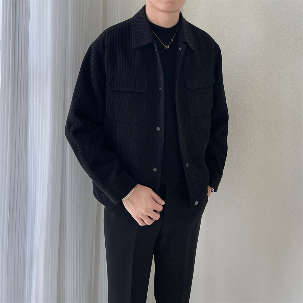 Áo Khoác Nhung Tăm Túi Hộp Lớp Dày Dặn Form Rộng, Phong Cách Retro, Class Cho Nam #QC03
