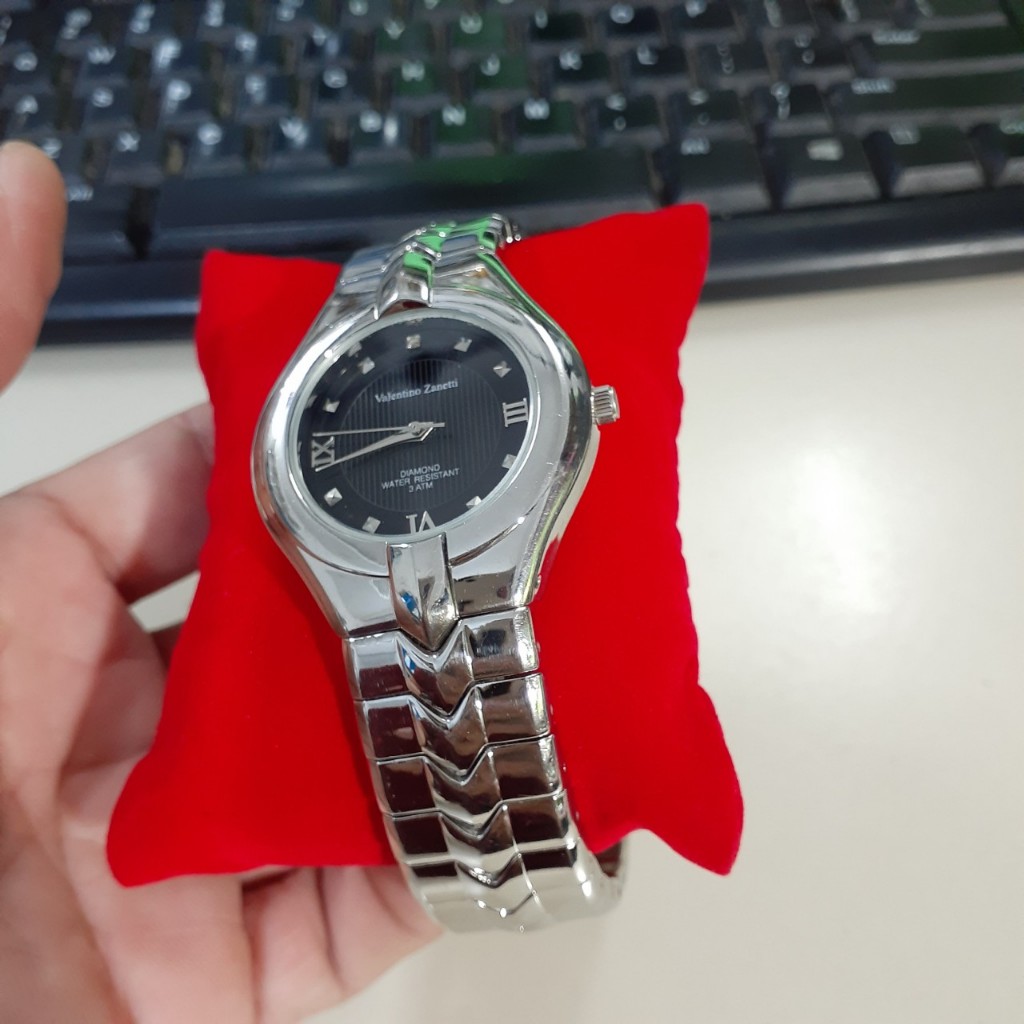 Đồng hồ nam dây thép Valentino Zanetti mặt đen 2 hand si Nhật