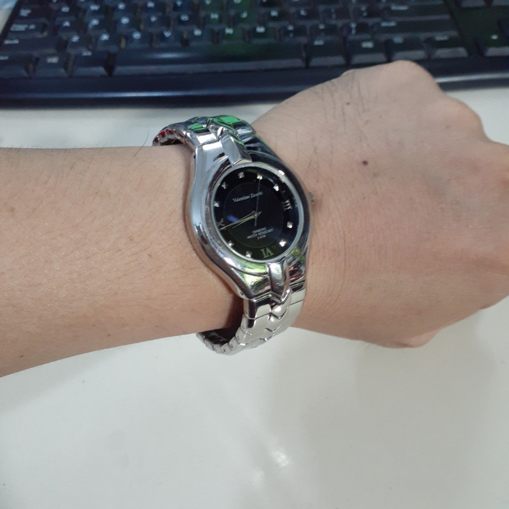 Đồng hồ nam dây thép Valentino Zanetti mặt đen 2 hand si Nhật