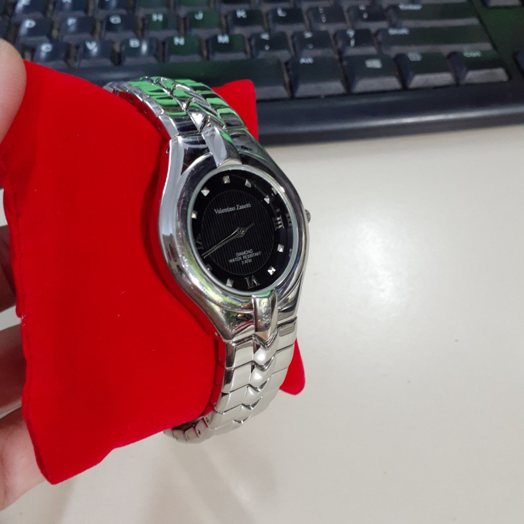 Đồng hồ nam dây thép Valentino Zanetti mặt đen 2 hand si Nhật