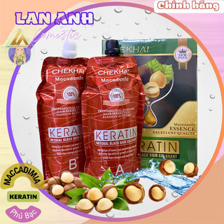 COMBO Nhuộm đen Keratin + Bộ dụng cụ nhuộm tóc. Nhuộm đen tóc phủ bạc Maccamadia Ăn bạc tốt không dính da đầu