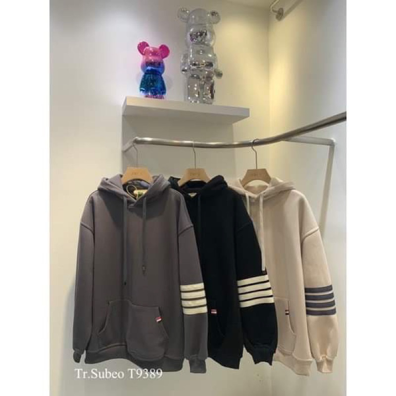 Áo hoodie nỉ mũ 4 vạch tay thome cho nam nữ