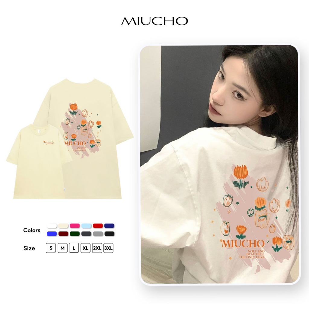 Áo thun nữ form rộng ATD200 Miucho chất vải cotton in Artwork