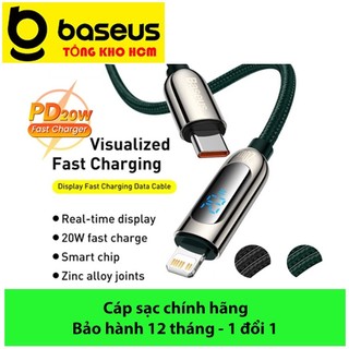 Cáp sạc baseus ip 20w led, cáp sạc nhanh tích hợp màn hình led baseus display fast charging data cable type-c to l 20w