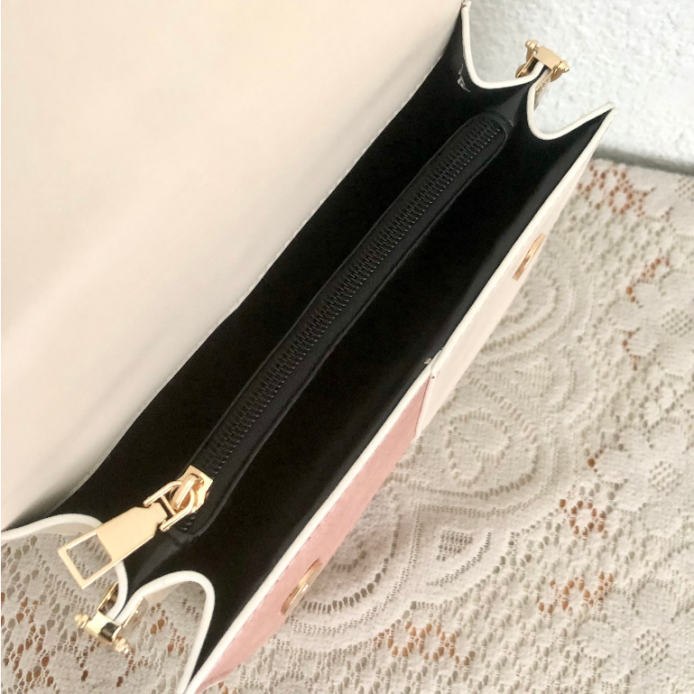 Túi quai xách nữ kèm dây đeo chéo vân hình thoi phối màu dễ thương size 22cm mẫu mới thời trang hàn quốc