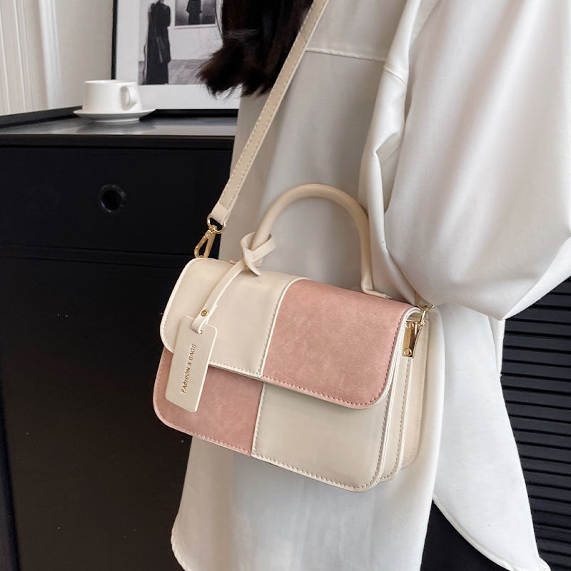 Túi quai xách nữ kèm dây đeo chéo vân hình thoi phối màu dễ thương size 22cm mẫu mới thời trang hàn quốc