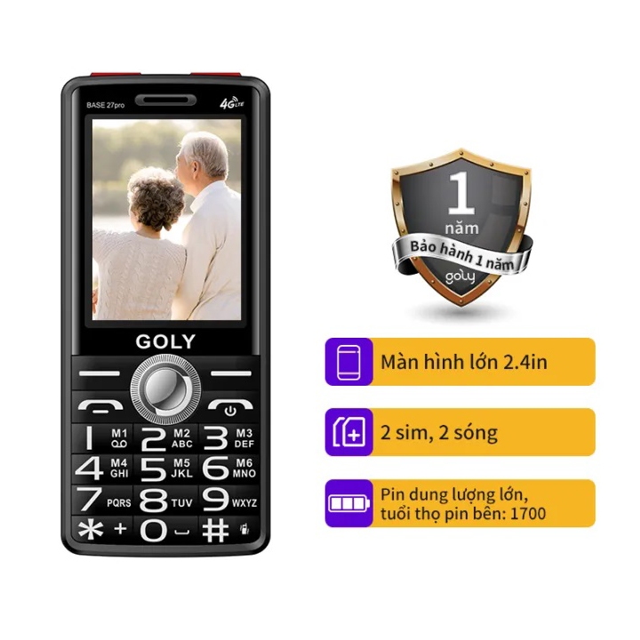 Điện thoại Goly Base 27 Pro 4G  ,Gọi HD Call ,Màn hình lớn ,Pin trâu - Hàng chính hãng