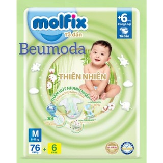 Tã/bỉm Dán Molfix thiên nhiên bông Organic NB-1 90+10 / NB70+6 / S80+4 / M76 +6 / L68 +6 / XL62 +8 / XXL56 +6