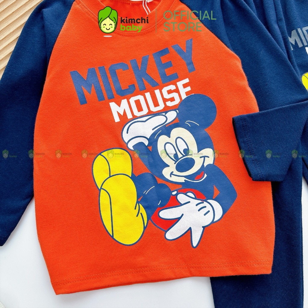 Bộ Dài Tay Cho Bé Trai KIMCHIBABY Vải Cotton Dư Xịn Hoạ Tiết Khủng Long Tay Giáp Lăng, Đồ Bộ Cho Bé Mặc Nhà KCTD320