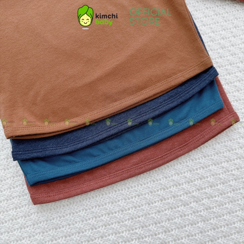 Bộ Dài Tay Cho Bé Gái, Bé Trai KIMCHIBABY Vải Cotton Hoạ Tiết Túi Ngực Basic, Đồ Bộ Cho Bé Mặc Nhà Thu Đông KCTD321