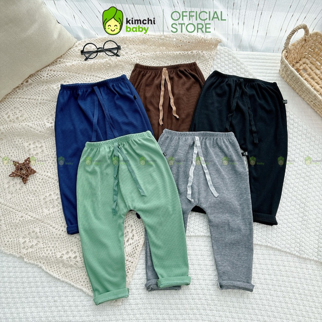 Quần Jogger Cho Bé Gái, Bé Trai Vải Thun Tăm Dây Rút, Quần Dài Đũng Rộng Dáng Hàn Quốc Cho Bé Mặc Nhà KCQD306