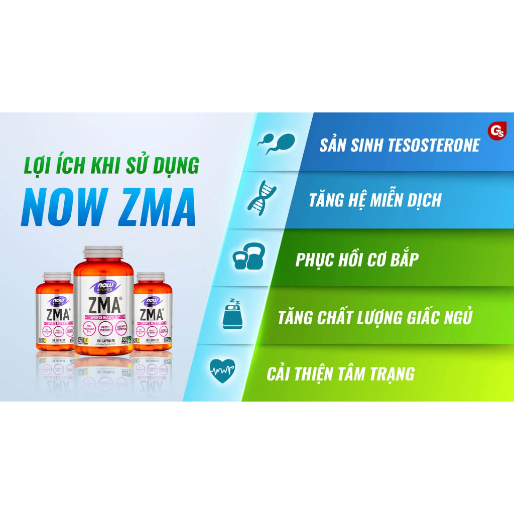 Viên uống ZMA Now Sports Recovery của Mỹ bổ sung kẽm magie vitamin B6, tăng phục hồi, hỗ trợ sinh lý