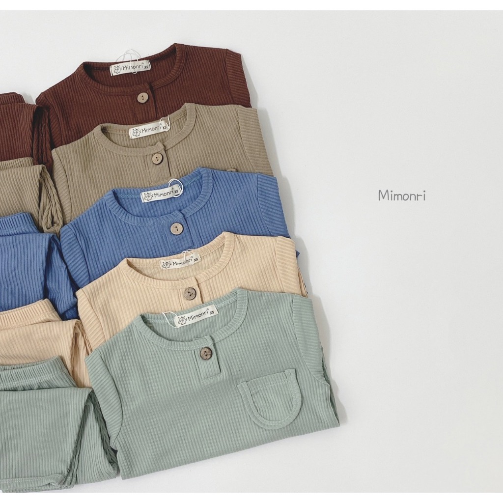 Bộ gân tăm dài tay túi ngực mặc thu đông cho bé, bộ thun tăm dài tay cho bé trai bé gái