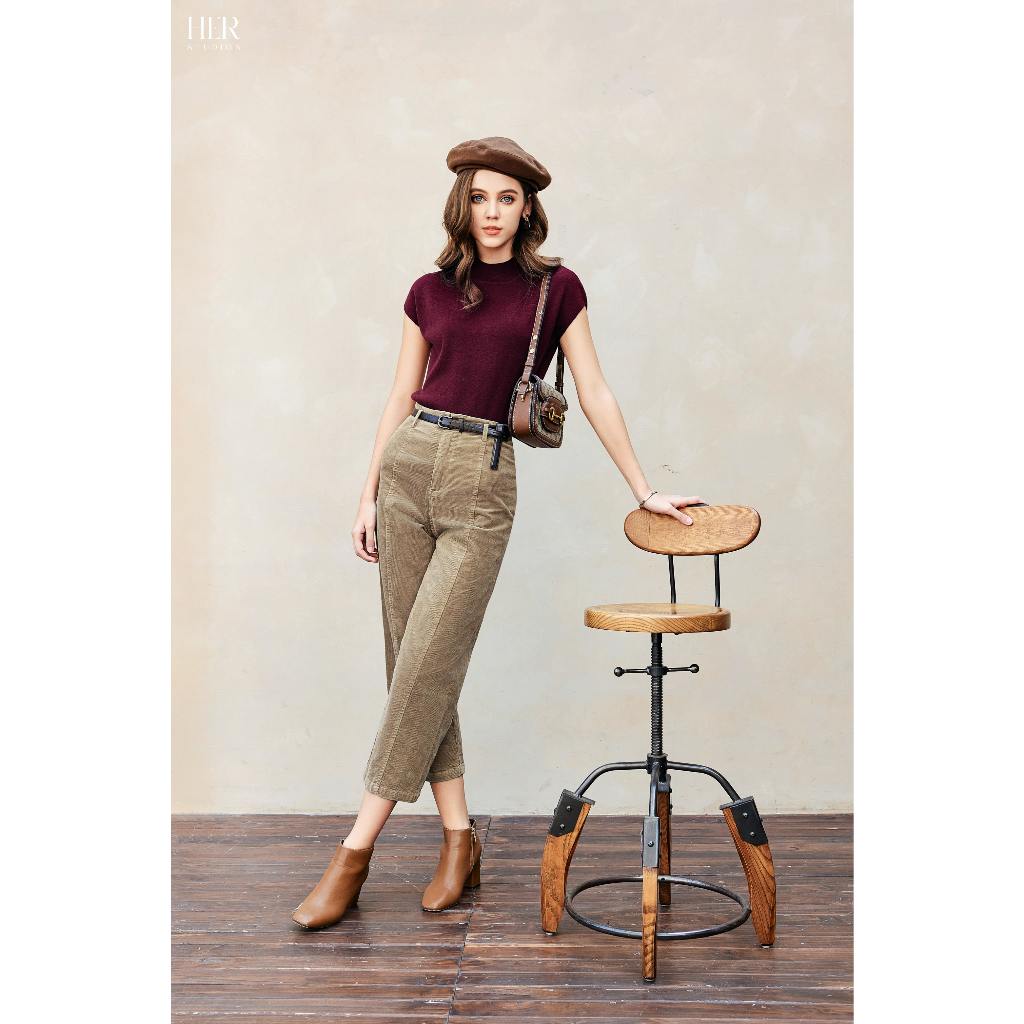 Quần culottes ống rộng nữ Her studios kiểu cạp cao