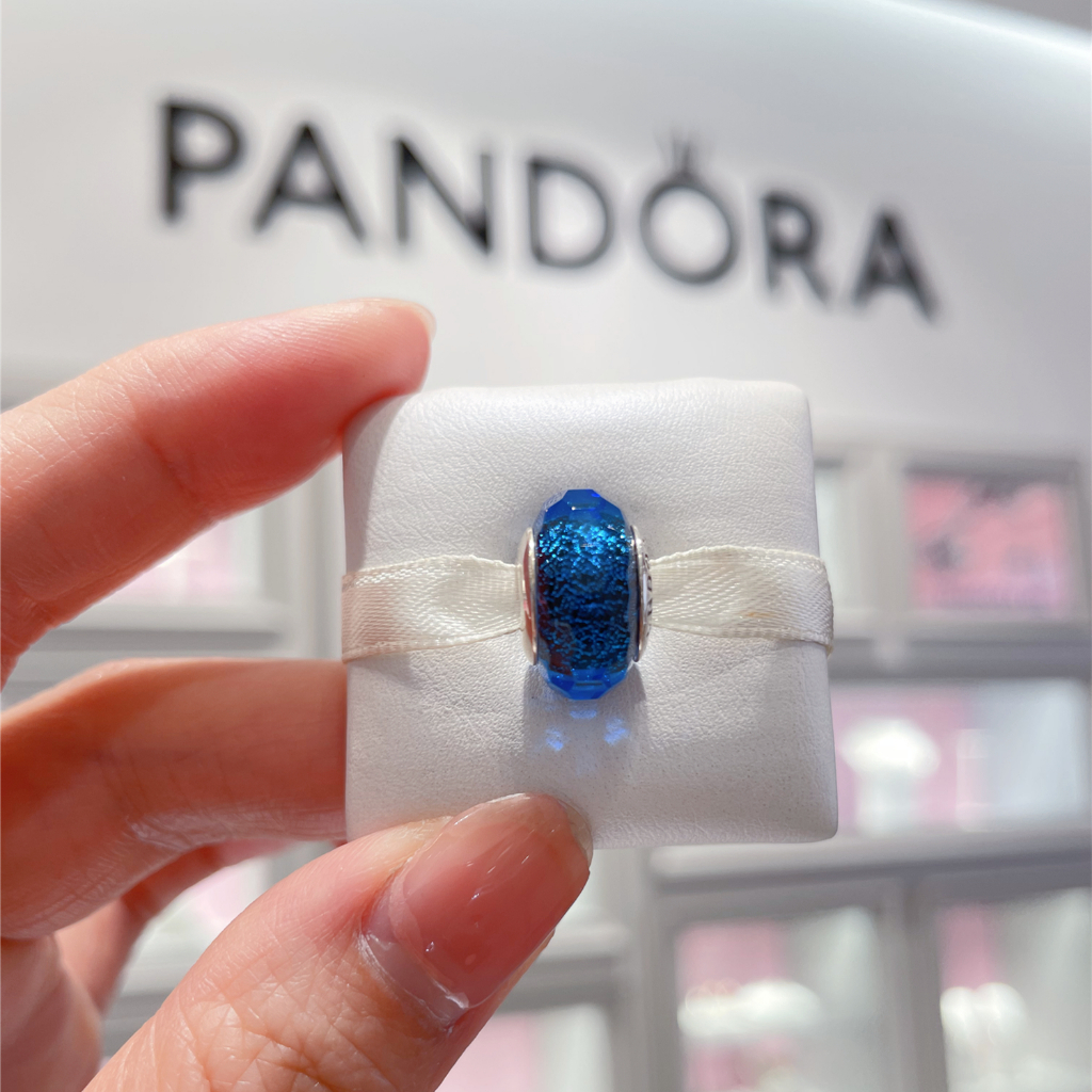 Charm Pandora Murano màu xanh lấp lánh - Charm Pandora Authentic hàng chính hãng, Fullbox, thẻ tag A