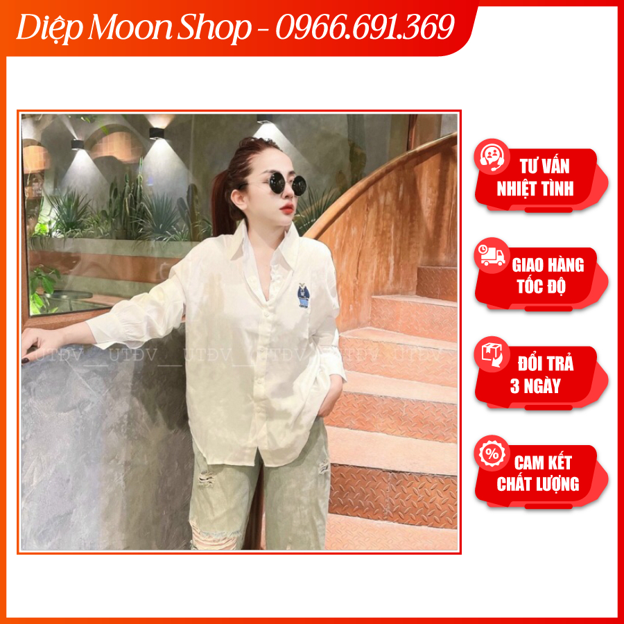áo sơ mi nữ thêu gấu