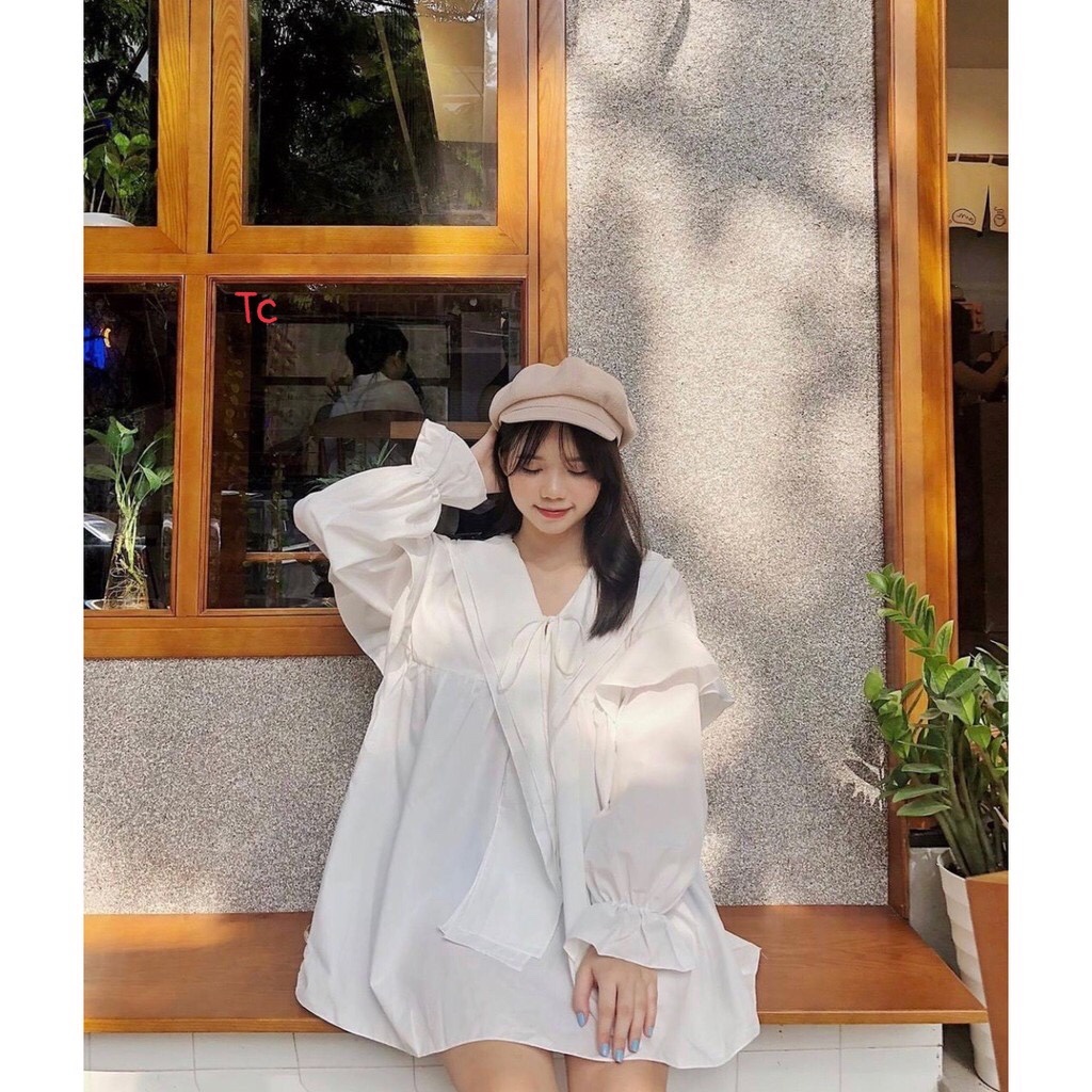 Áo sơ mi nữ babydoll, áo sơ mi kiểu nữ form rộng giấu quần cực xinh - Tú Anh Shop