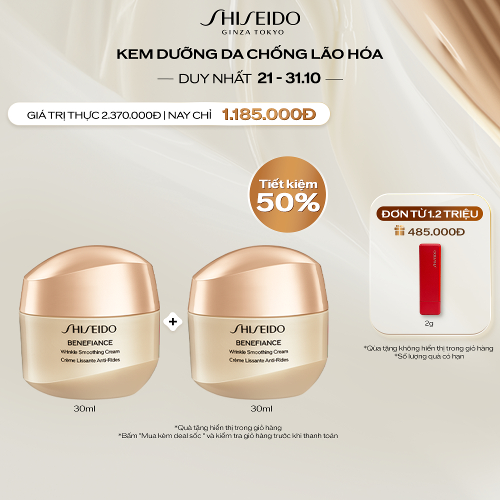 Bộ 2 Kem dưỡng da chống lão hóa Shiseido Benefiance Wrinkle Smoothing Cream 30ml