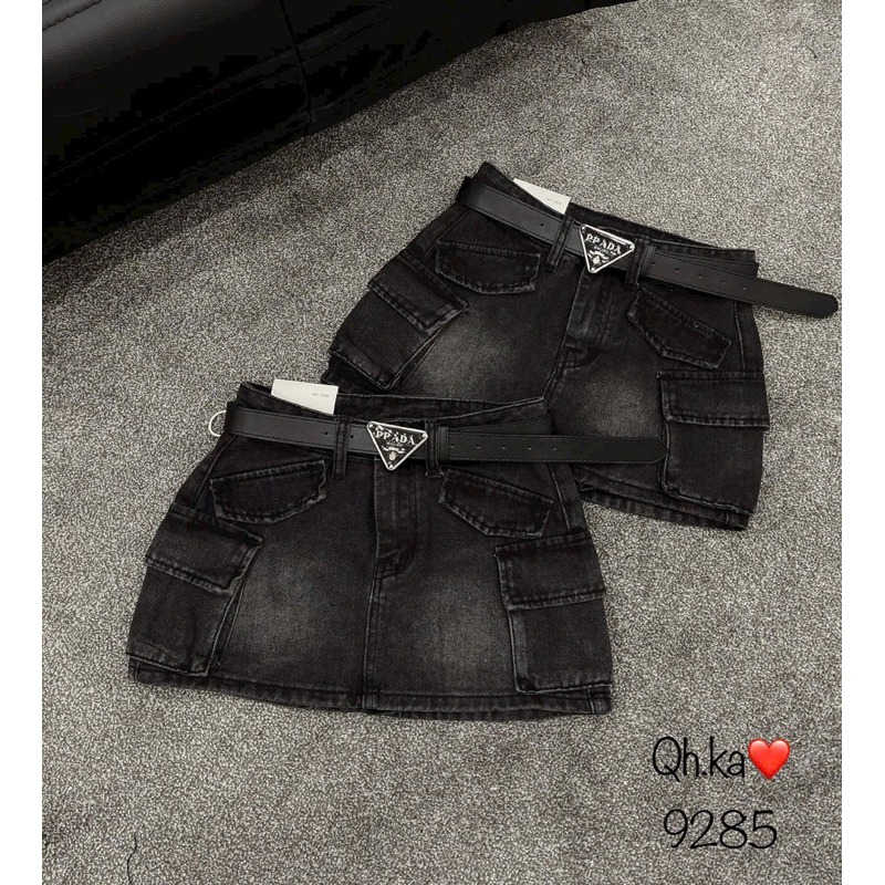 Chân Váy Bò Túi Hộp Kèm Belt