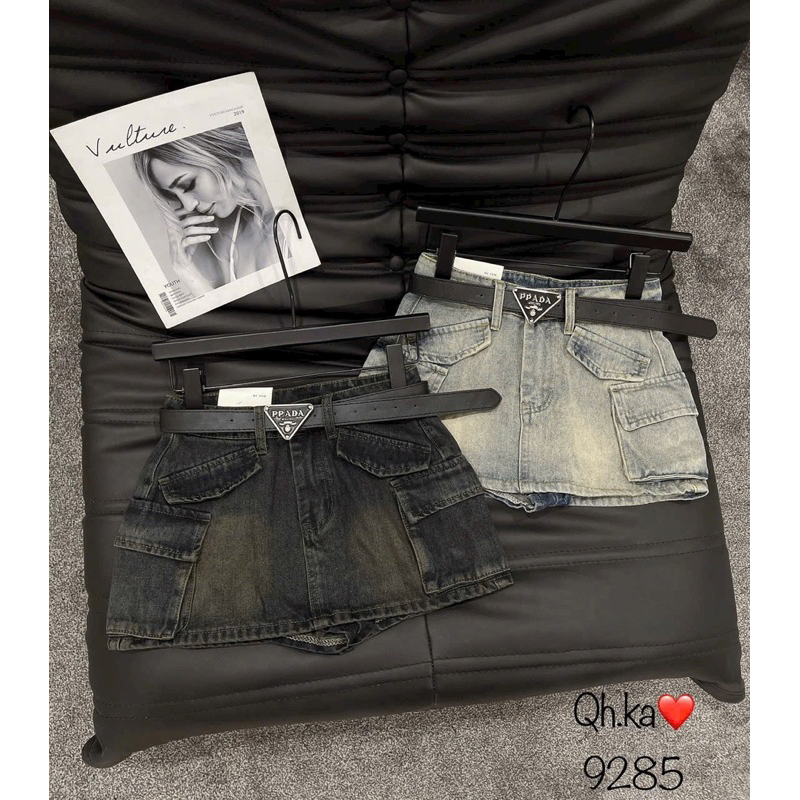 Chân Váy Bò Túi Hộp Kèm Belt