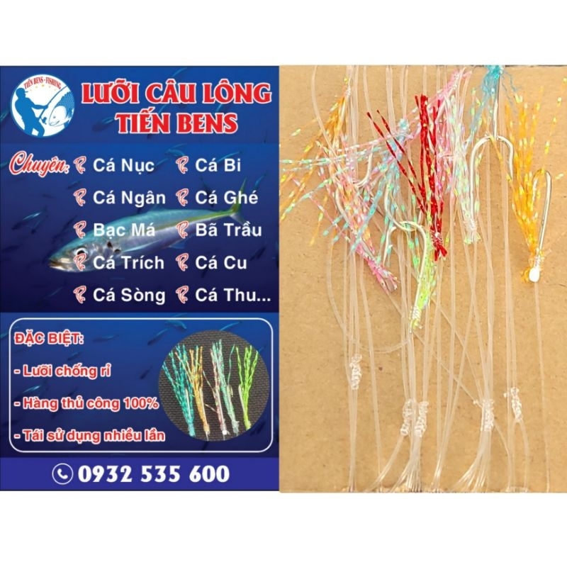 Lưỡi Câu Lông Kim Tuyến Cao Cấp Nhiều Màu, Câu Cá Bi, Cá Thu, Cá Bã Trầu...