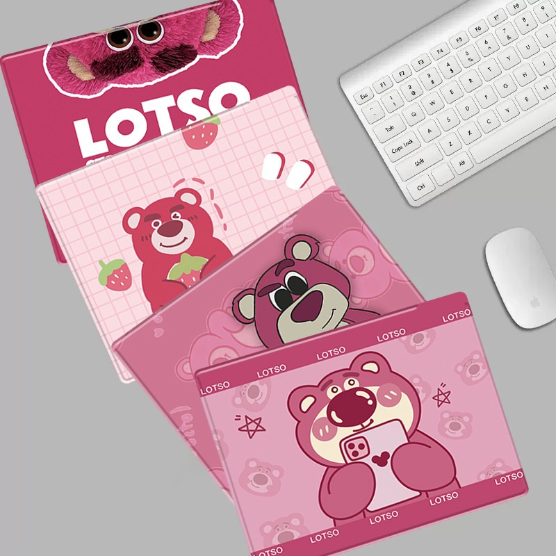 Tấm lót chuột hình gấu dâu kích thước 21x26cm, bàn di chuột hình chữ nhật hình gấu dễ thương