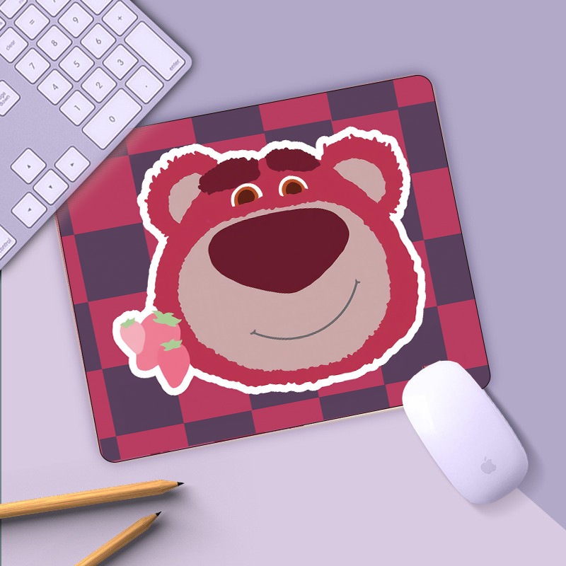 Tấm lót chuột hình gấu dâu kích thước 21x26cm, bàn di chuột hình chữ nhật hình gấu dễ thương
